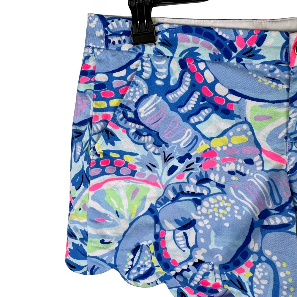 Lilly Pulitzer Buttercup Stretch Shorts Sea To Shining Sea Scalloped Blue Pink 8 - Picture 3 of 7